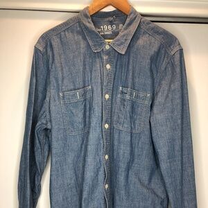 Gap 1969 Mens Blue 100% cotton work shirt SZ Large